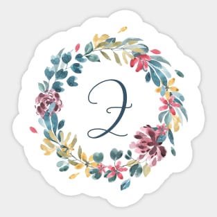 Floral Monogram Z Colorful Full Blooms Sticker